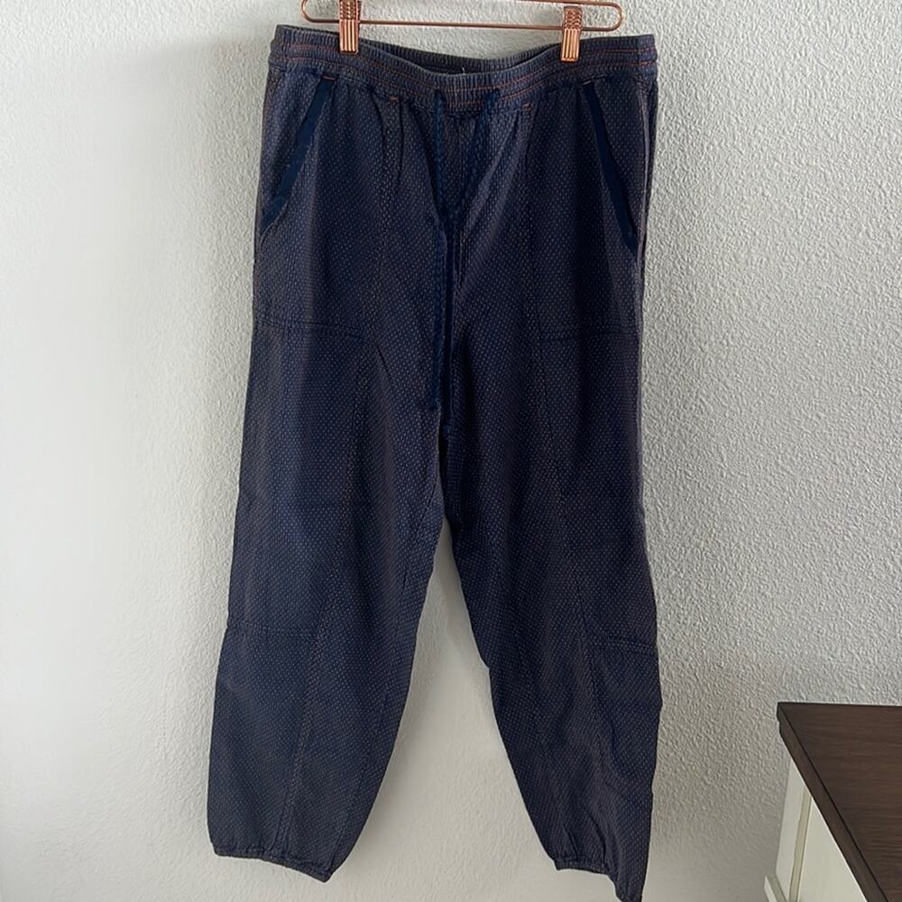 By Anthropologie Embroidered Dot Elastic Waist Pants Jogger Elastic Ankle M